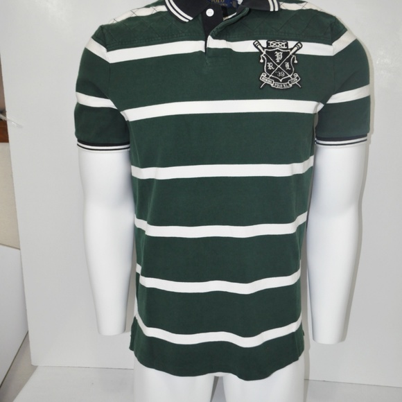 polo ralph lauren rugby polo shirt striped medium - Picture 2 of 7